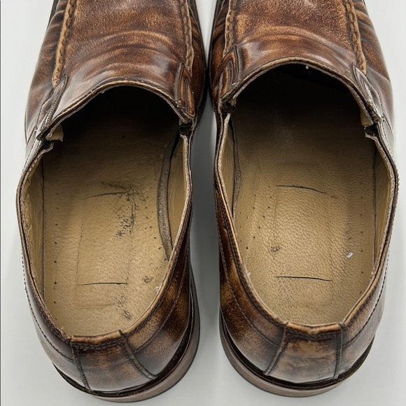 Men\'s Brown Leather Loafers dress shoes 41 EU 8.5 slip on square toe main image 6